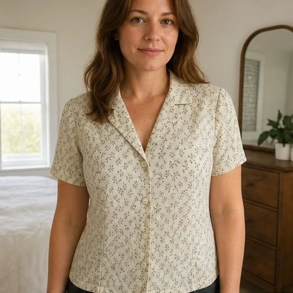 Navy Peplum Top